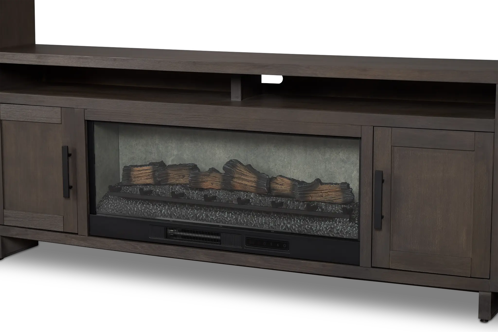 Richmond Gray 80" Open Pier Entertainment Wall With Fireplace Richmond Gray 80" Open Pier Entertainment Wall With Fireplace