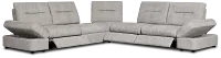 Mila Gray Fabric Small Triple Power Reclining Two-arm Sectional