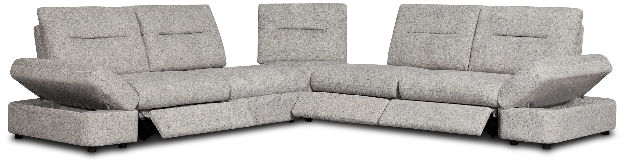 Mila Gray Fabric Small Triple Power Reclining Two-arm Sectional