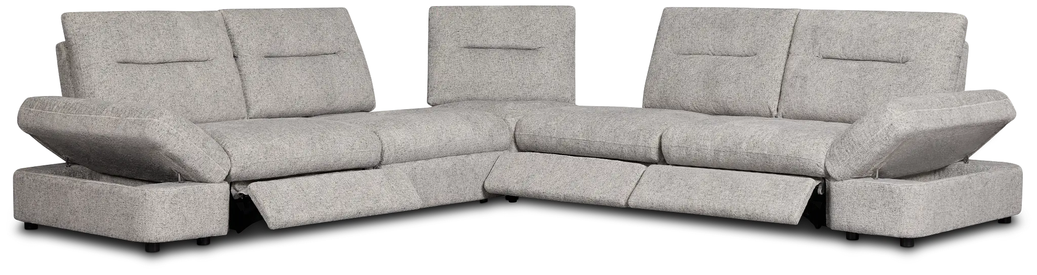 Mila Gray Fabric Small Triple Power Reclining Two-arm Sectional Mila Gray Fabric Small Triple Power Reclining Two-arm Sectional