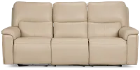 Fallon Beige Lthr/vinyl Power Reclining Sofa W/ Massage