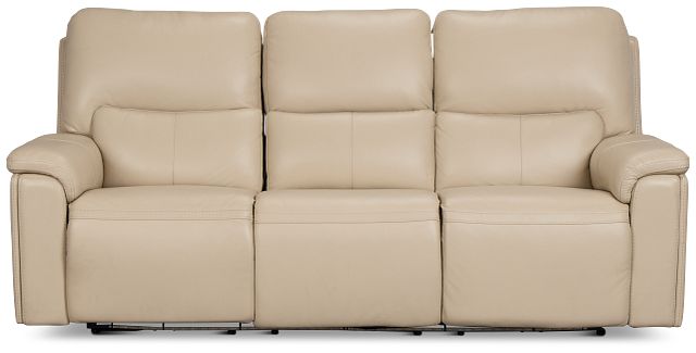 Fallon Beige Lthr/vinyl Power Reclining Sofa W/ Massage