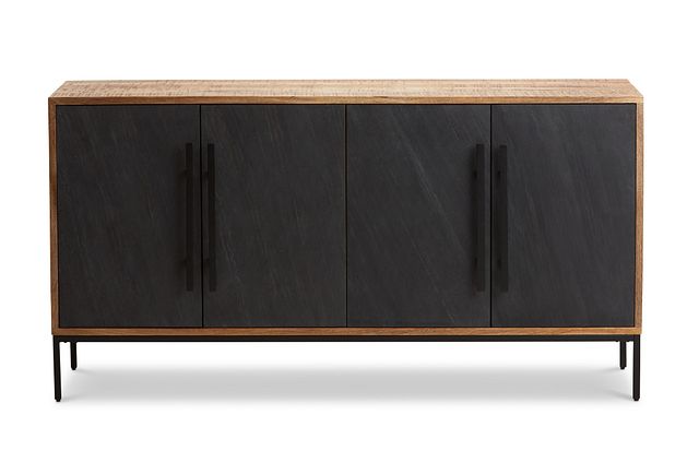 Zane Black Slate Four-door Cabinet