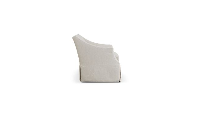 Clayton White Fabric Swivel Accent Chair