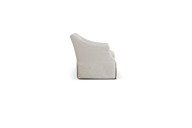 Clayton White Fabric Swivel Accent Chair