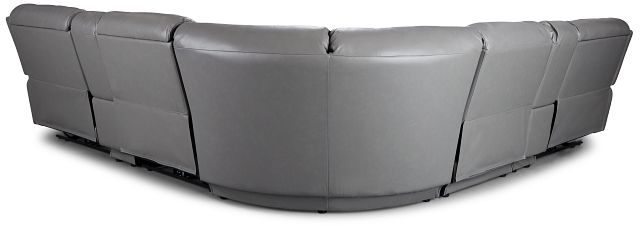Graham Gray Lthr/vinyl Large Triple Power Reclining Two-arm Sectional