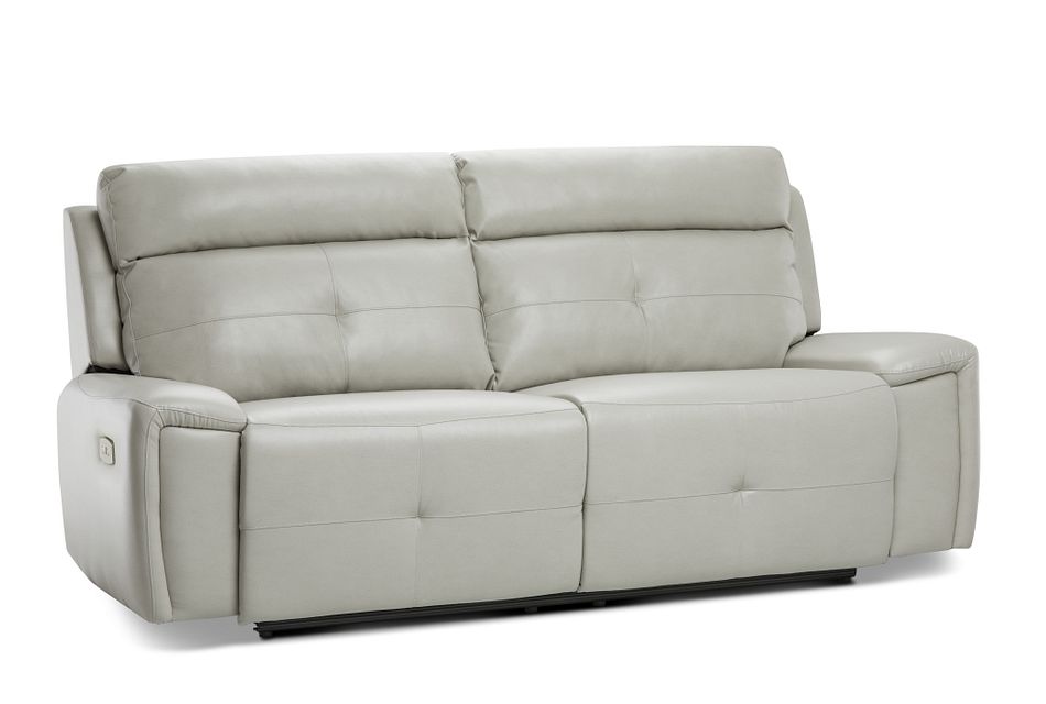 Chandler Light Gray Micro Power Reclining Sofa | Living Room - Reclining Sofas | City Furniture