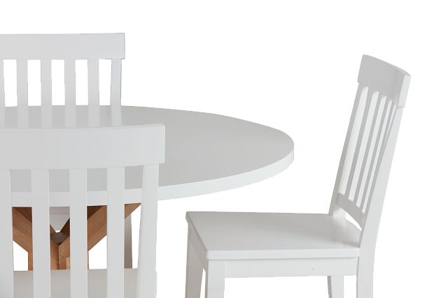 Nantucket Two-tone White Round Table & 4 White Chairs (3)