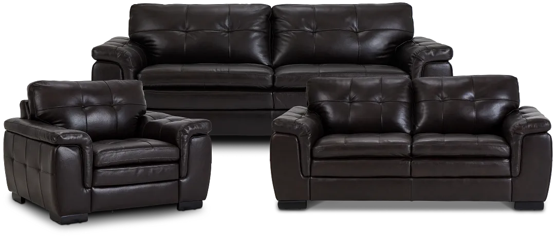 Braden Dark Brown Leather Living Room