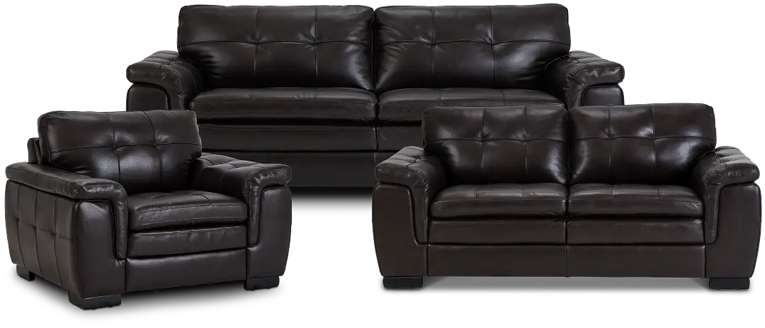 Braden Dark Brown Leather Living Room Braden Dark Brown Leather Living Room