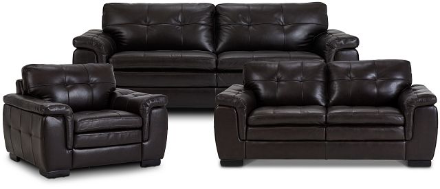 Braden Dark Brown Leather Living Room