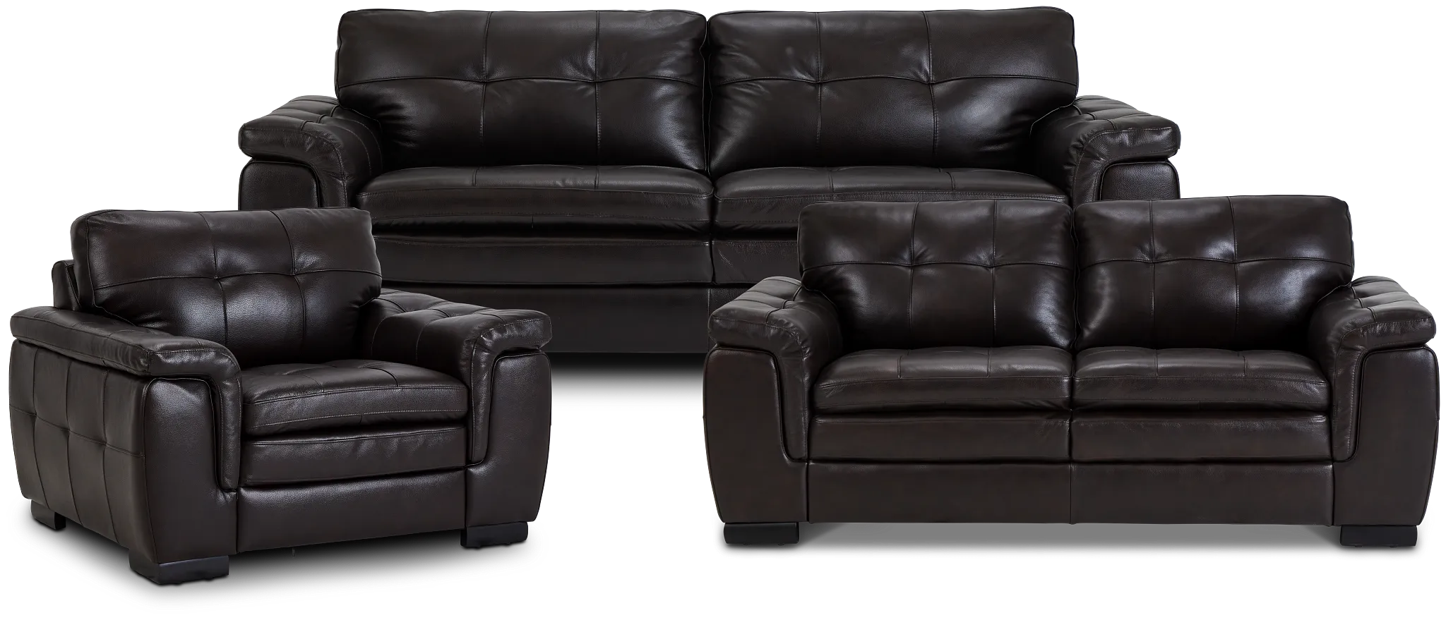 Braden Dark Brown Leather Living Room