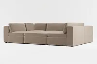Destin Joya Beige Velvet 6-piece Pit Sectional
