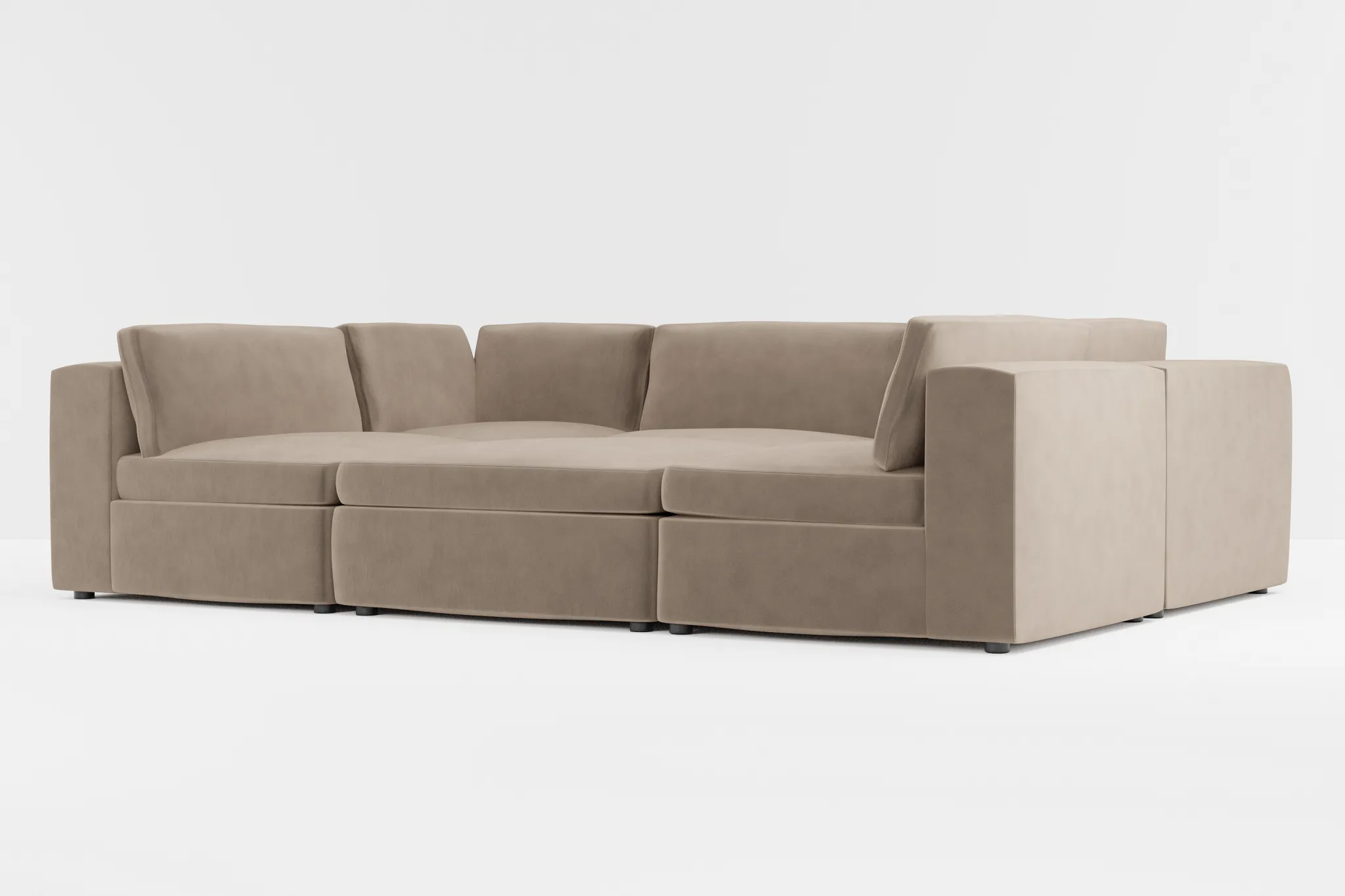 Destin Joya Beige Velvet 6-piece Pit Sectional