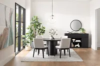 Emory Black Round Table & 4 Upholstered Chairs