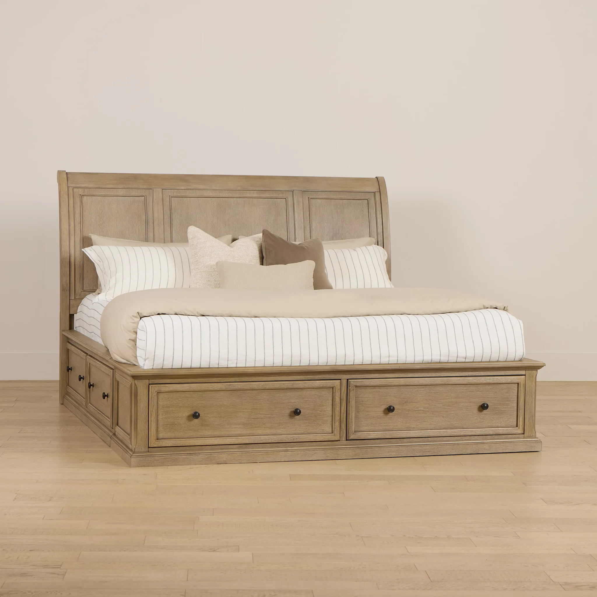 Galveston Light Tone Sleigh Storage Bed