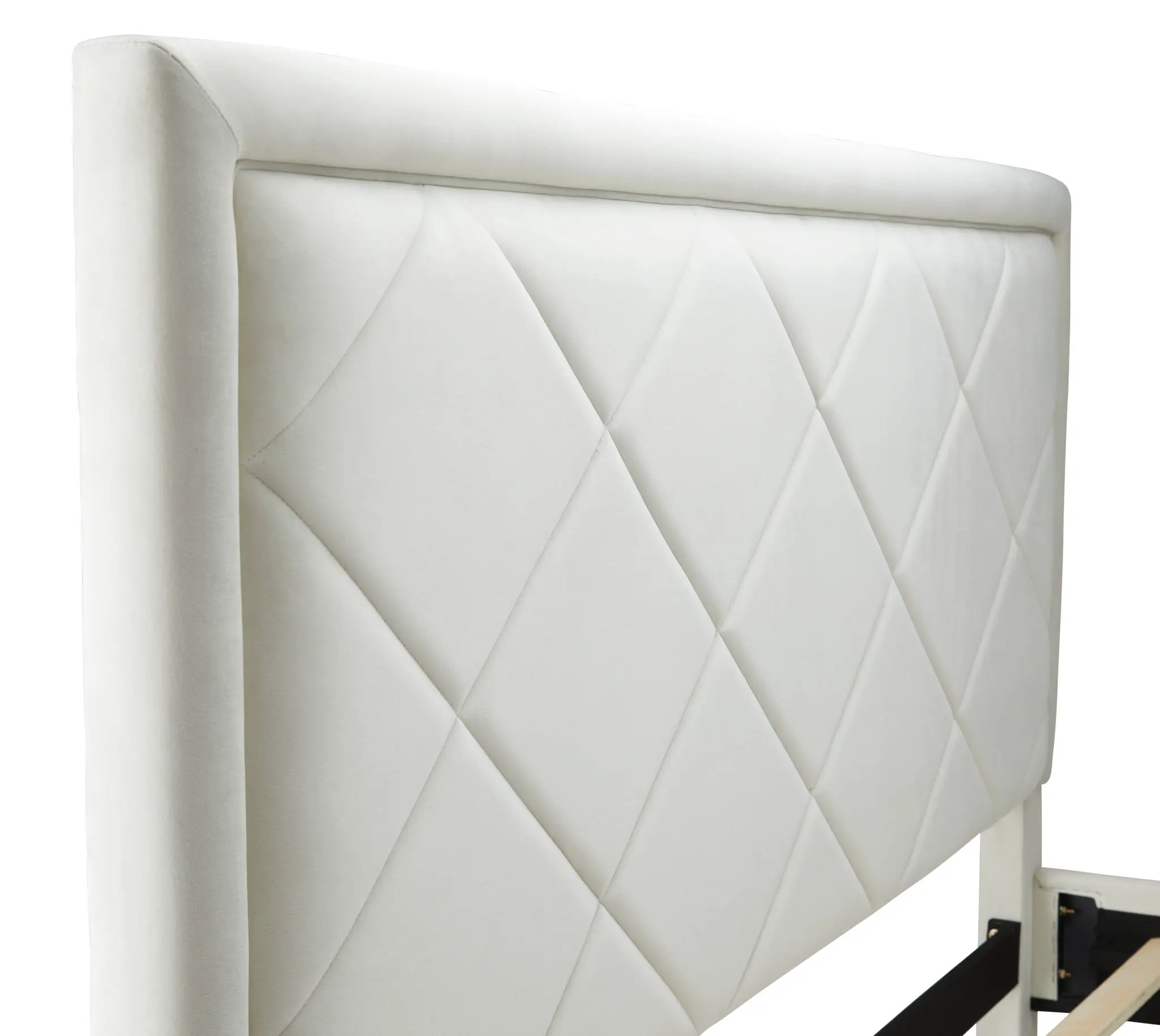 Collin Beige Velvet Platform Bed Collin Beige Velvet Platform Bed