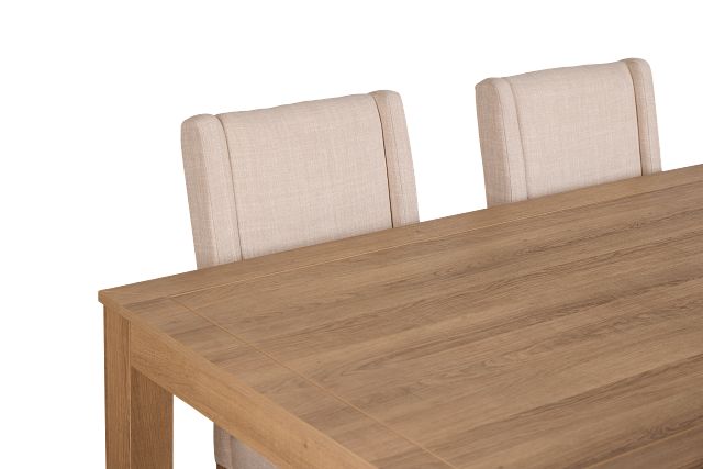 Delray Light Tone Rect Table & 4 Upholstered Chairs