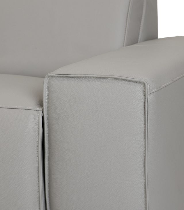 Carmelo Gray Leather Medium Dual Power Sectional W/left Table & Light