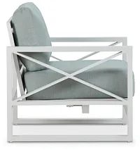 Linear White Teal Rocking Chair