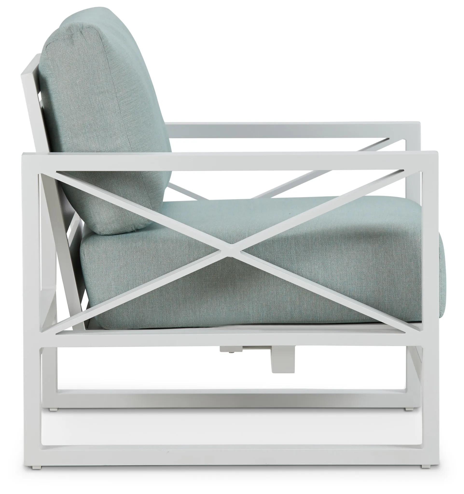 Linear White Teal Rocking Chair