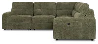 Hendrix Green Fabric Medium Dual Power 2 Arm Extension Chaise Sectional