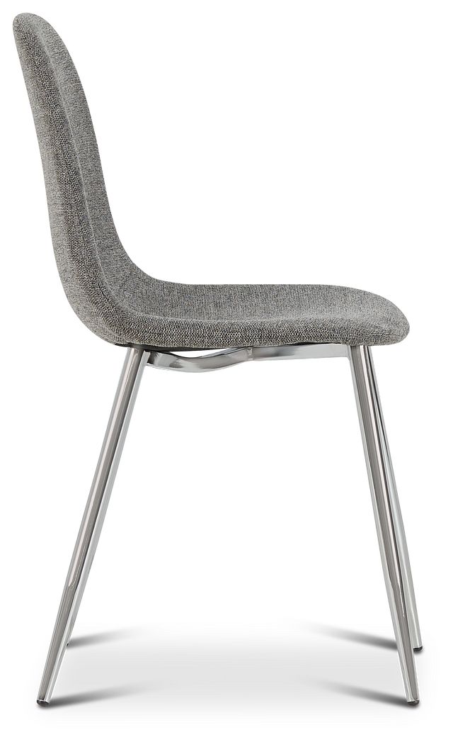 Havana Dark Gray Upholstered Side Chair W/ Chrome Legs (2)