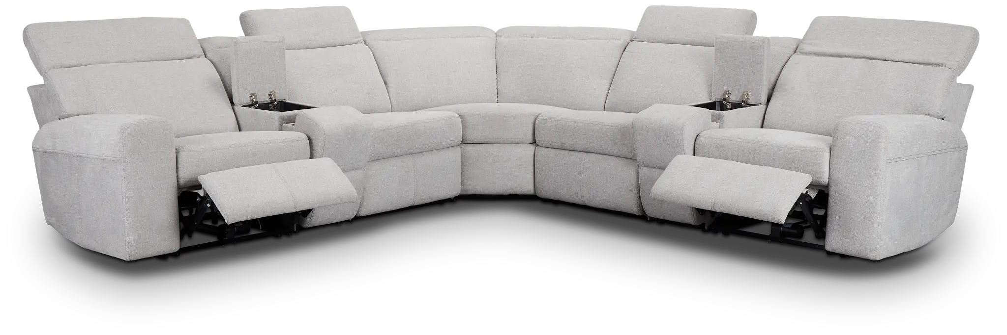 Callum Light Gray Fabric Large Dual Power Reclining Two-arm Sectional Callum Light Gray Fabric Large Dual Power Reclining Two-arm Sectional