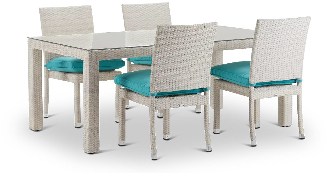 Bahia Dark Teal 72" Rectangular Table & 4 Upholstered Chairs
