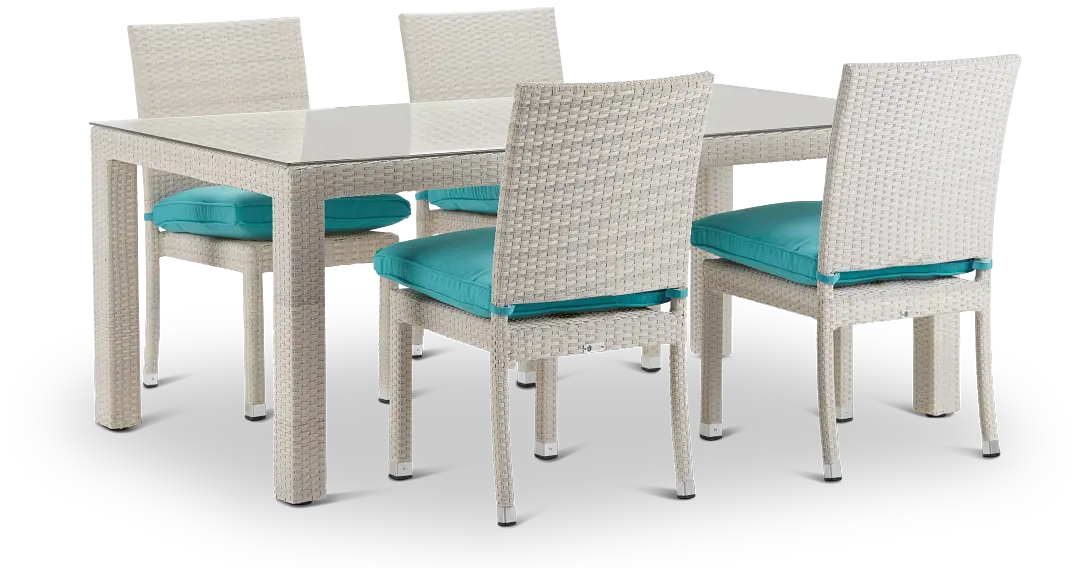 Bahia Dark Teal 72" Rectangular Table & 4 Upholstered Chairs Bahia Dark Teal 72" Rectangular Table & 4 Upholstered Chairs