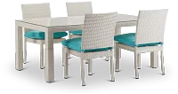 Bahia Dark Teal 72" Rectangular Table & 4 Upholstered Chairs