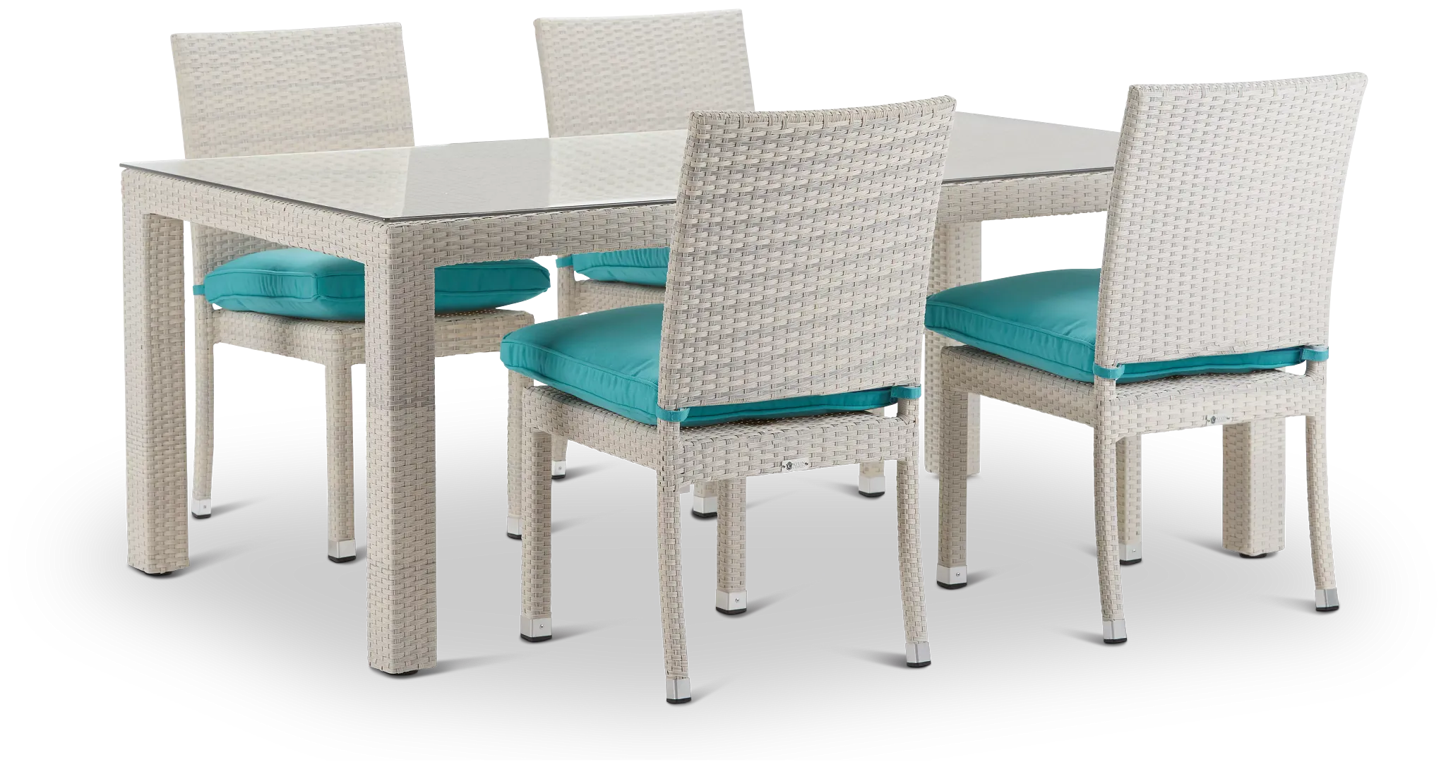 Bahia Dark Teal 72" Rectangular Table & 4 Upholstered Chairs