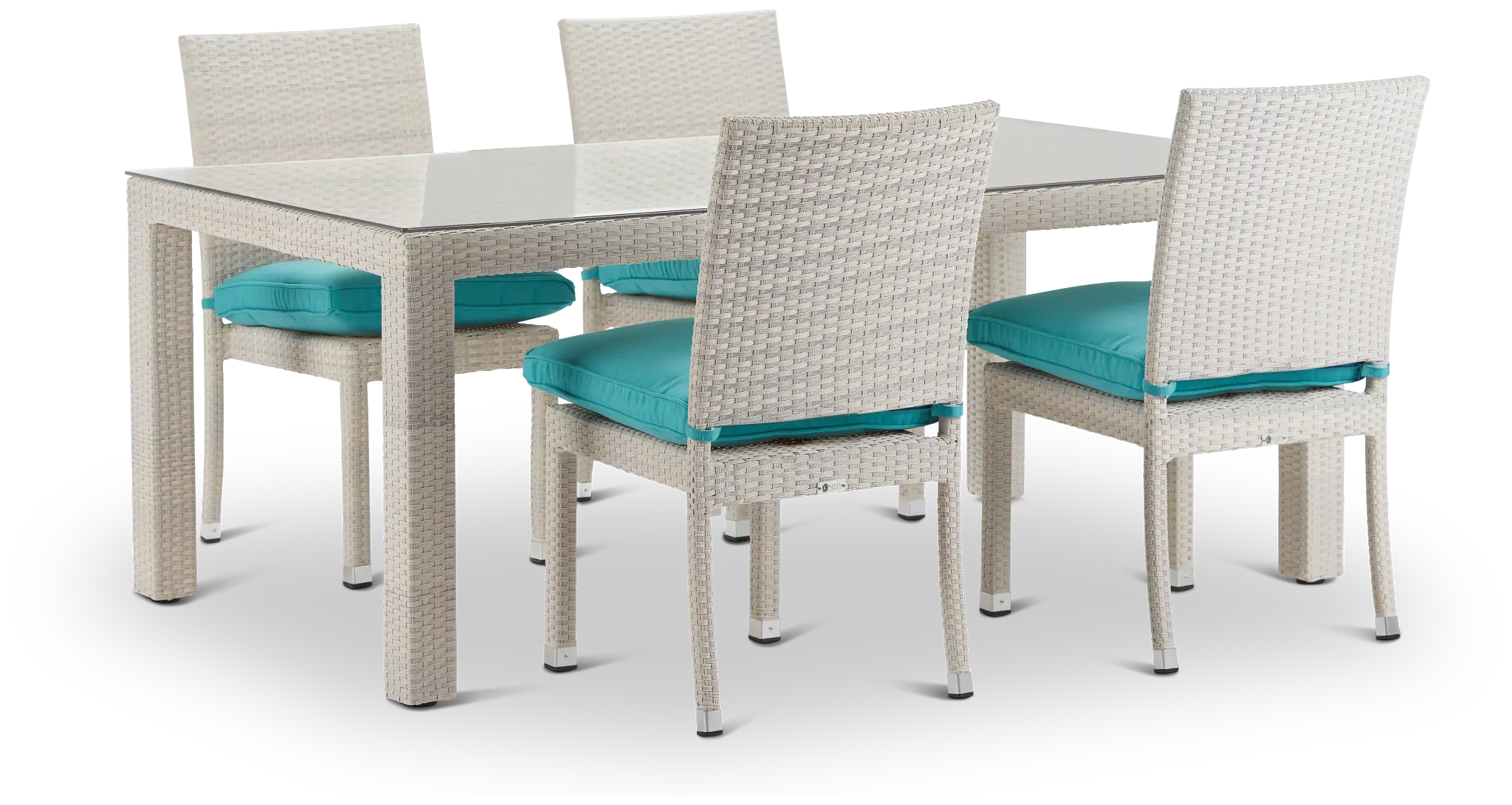 Bahia Dark Teal 72" Rectangular Table & 4 Upholstered Chairs Bahia Dark Teal 72" Rectangular Table & 4 Upholstered Chairs