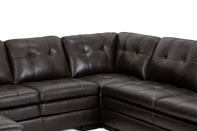 Braden Dark Brown Leather Medium Left Chaise Sectional