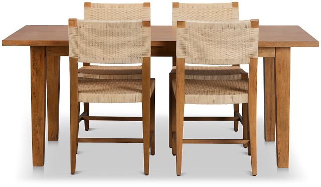 Avila Light Tone Rect Table & 4 Woven Chairs