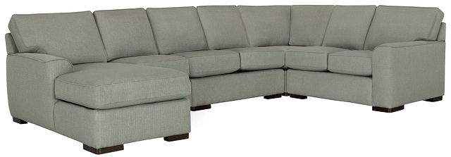 Austin Green Fabric Large Left Chaise Sectional