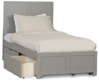 Charleston Gray Panel Bed With 4 Storage Drawers