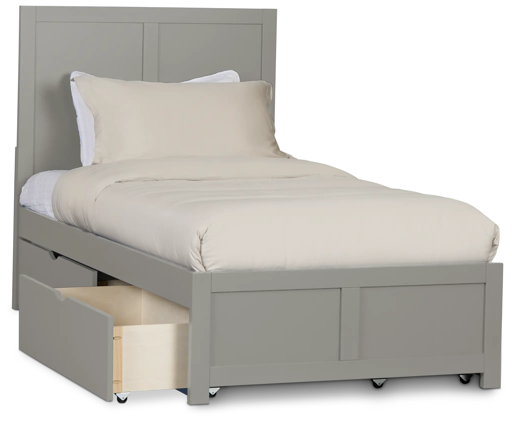 Charleston Gray Panel Bed With 4 Storage Drawers Charleston Gray Panel Bed With 4 Storage Drawers