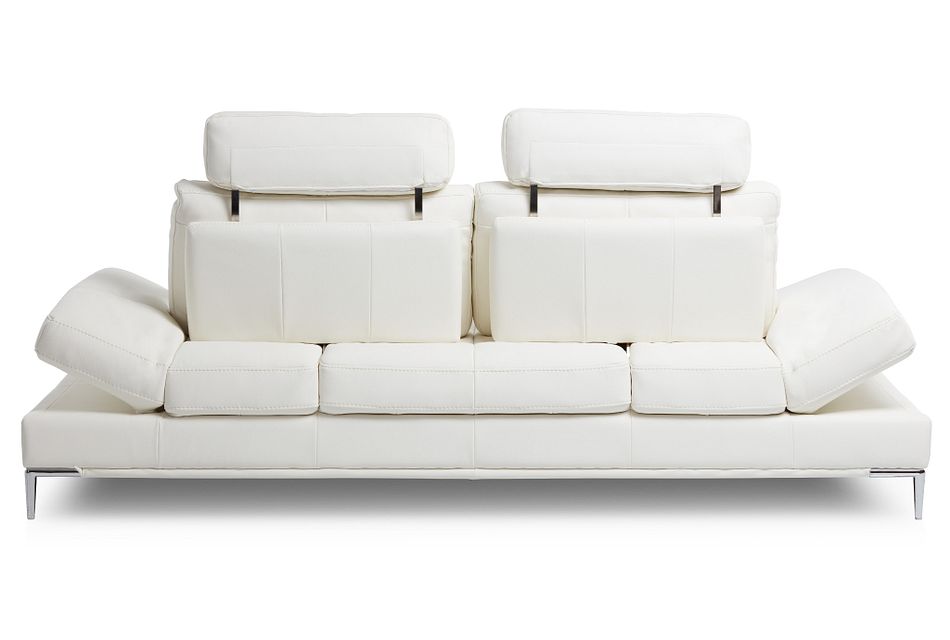 Camden White Micro Sofa With Detachable Headrests