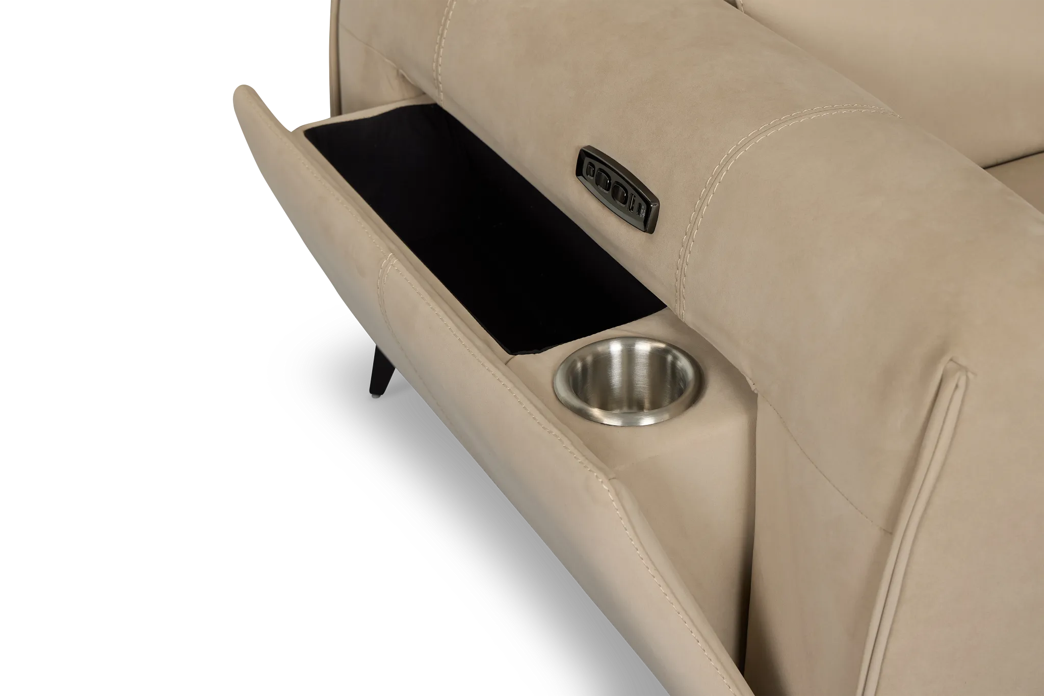 Reyna Beige Micro Medium Dual Power 2-arm Reclining Sectional