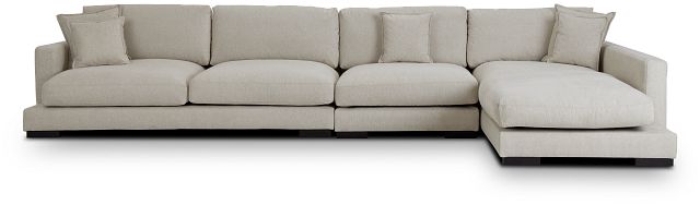 Emery Light Beige Fabric Small Right Chaise Sectional (2)