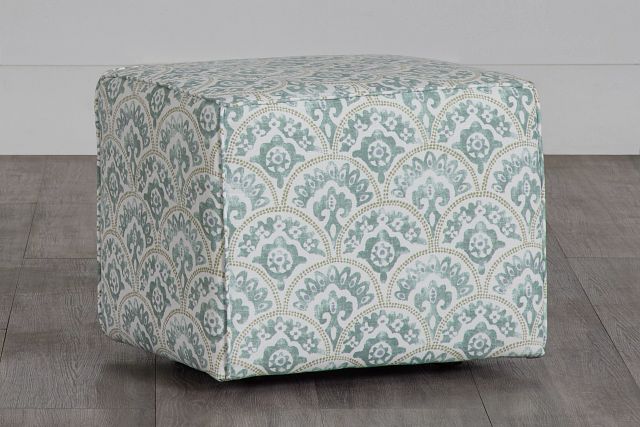 Tomini Green Fabric Accent Pouf