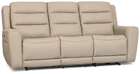 Wilder Taupe Leather Power Reclining Sofa W/ Power Headrest