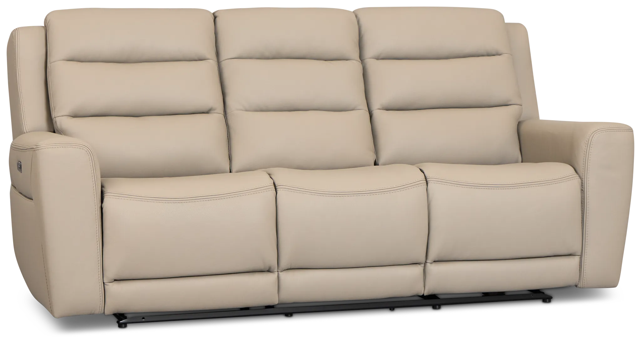 Wilder Taupe Leather Power Reclining Sofa W/ Power Headrest