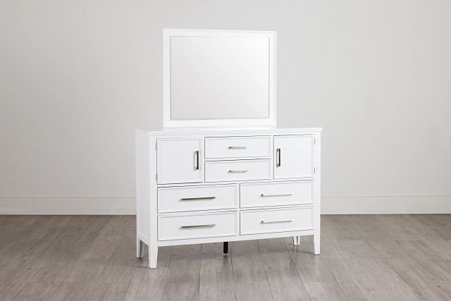 Seabrook White Large Dresser & Mirror