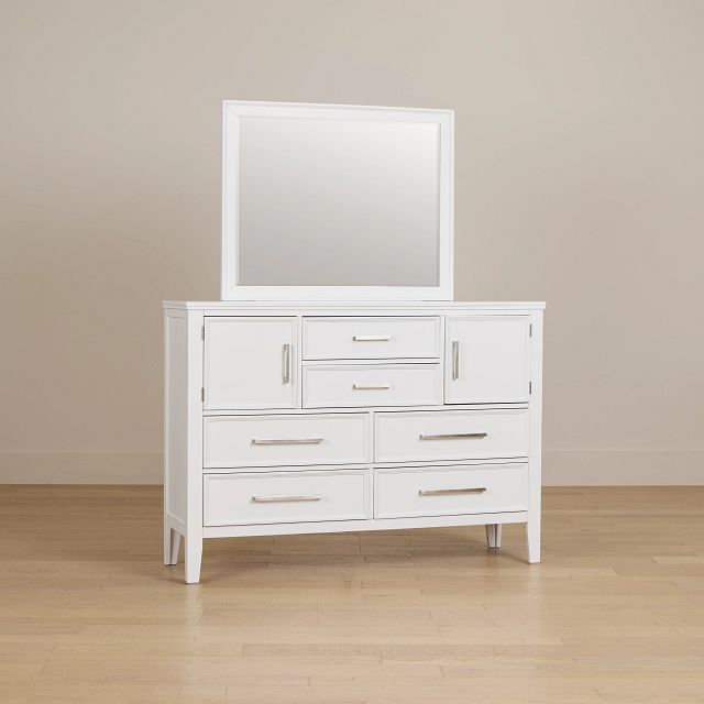 Seabrook White Large Dresser & Mirror