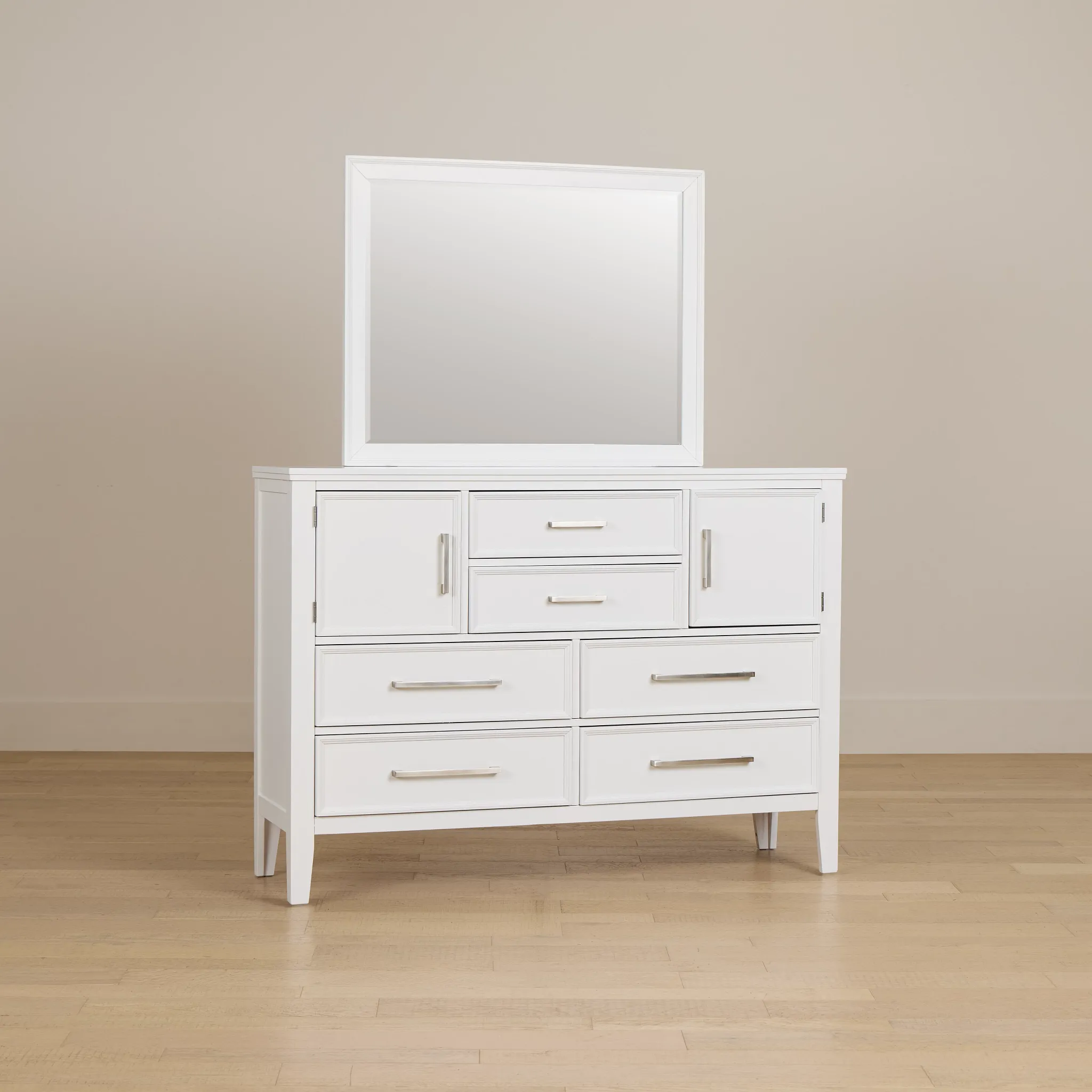 Seabrook White Large Dresser & Mirror