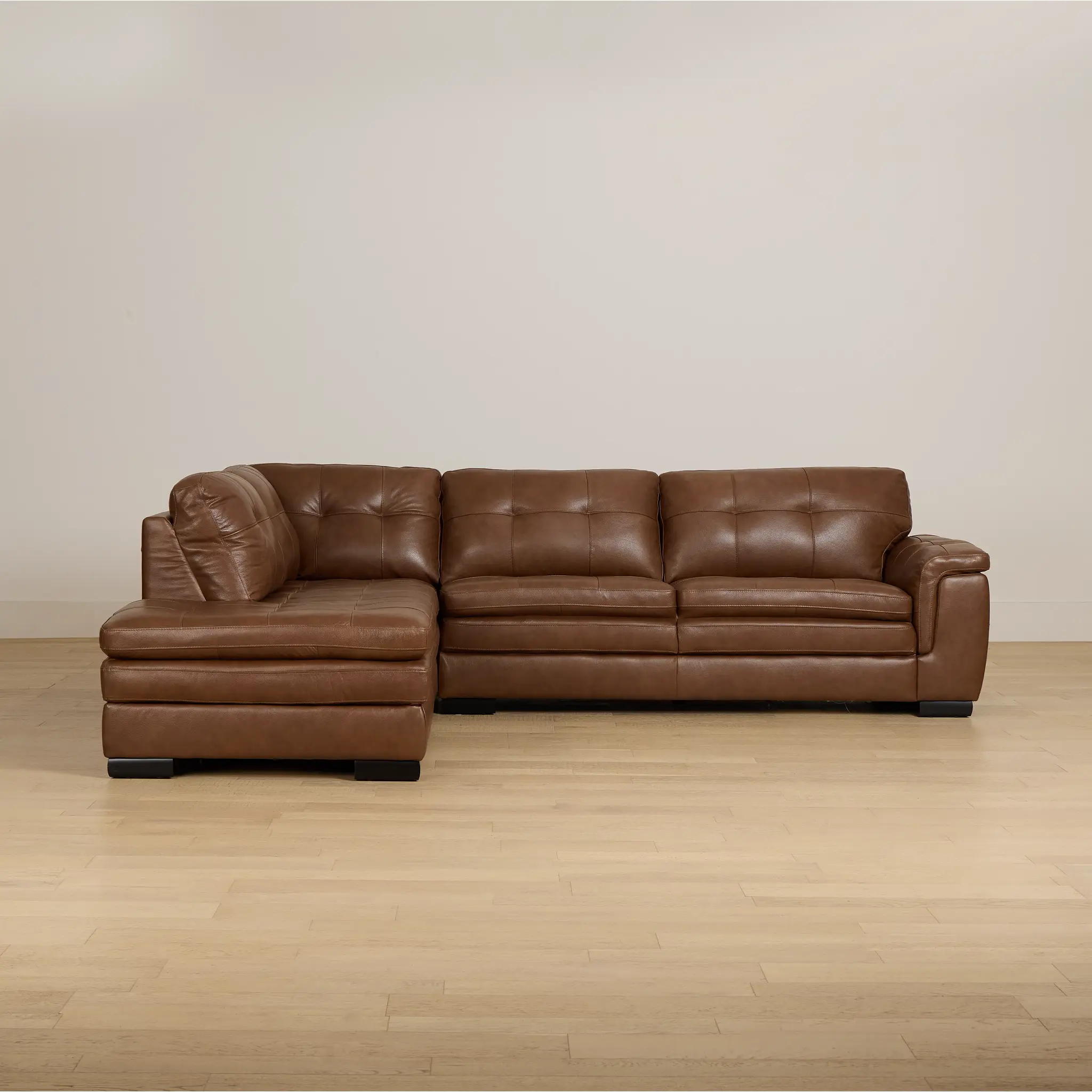 Braden Medium Brown Leather Small Left Bumper Sectional Braden Medium Brown Leather Small Left Bumper Sectional