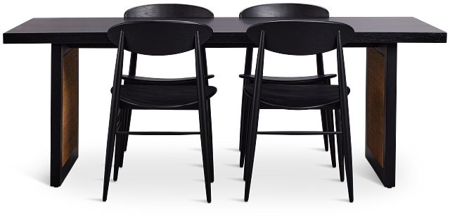 Brisbane Black Rectangular Table & 4 Wood Chairs