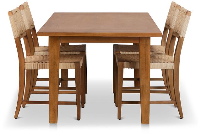 Avila Light Tone Rect Table & 4 Woven Chairs